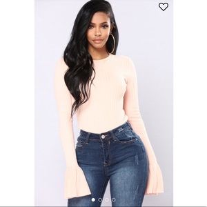 Fashion Nova Ribbed Bell Sleeve Sweater Size M